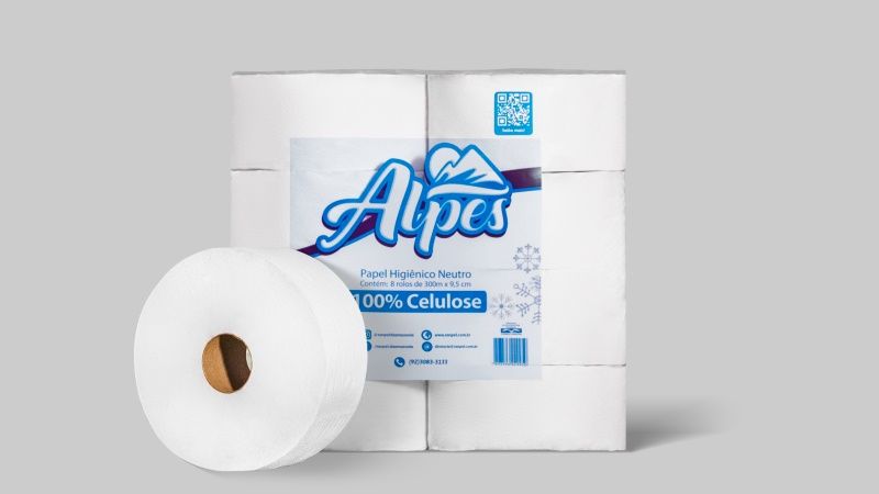 Papel Hig Rolao 8x300 100%Cel Alpes 