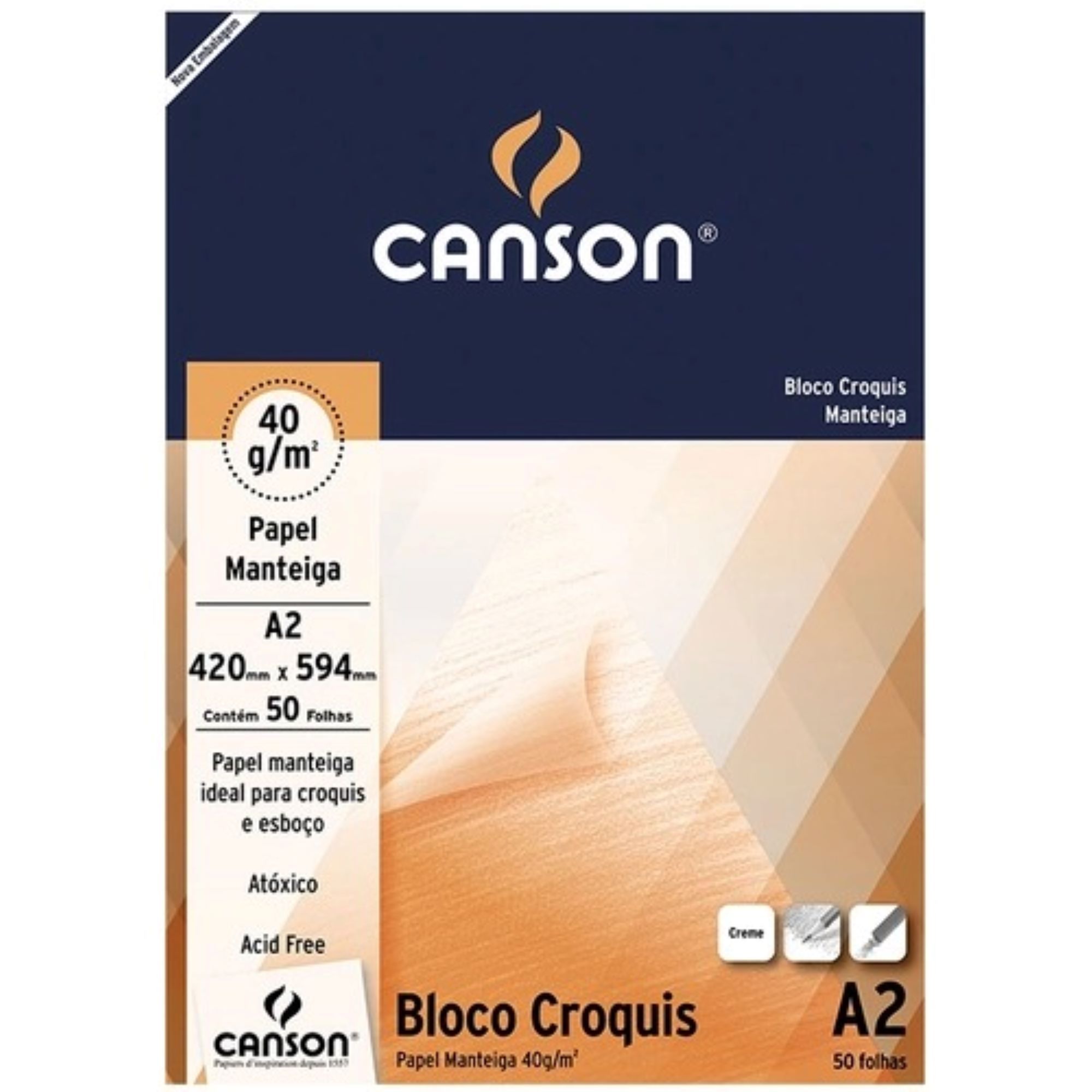 Bloco Croquis Manteiga A2 40g 50F Ref.666...