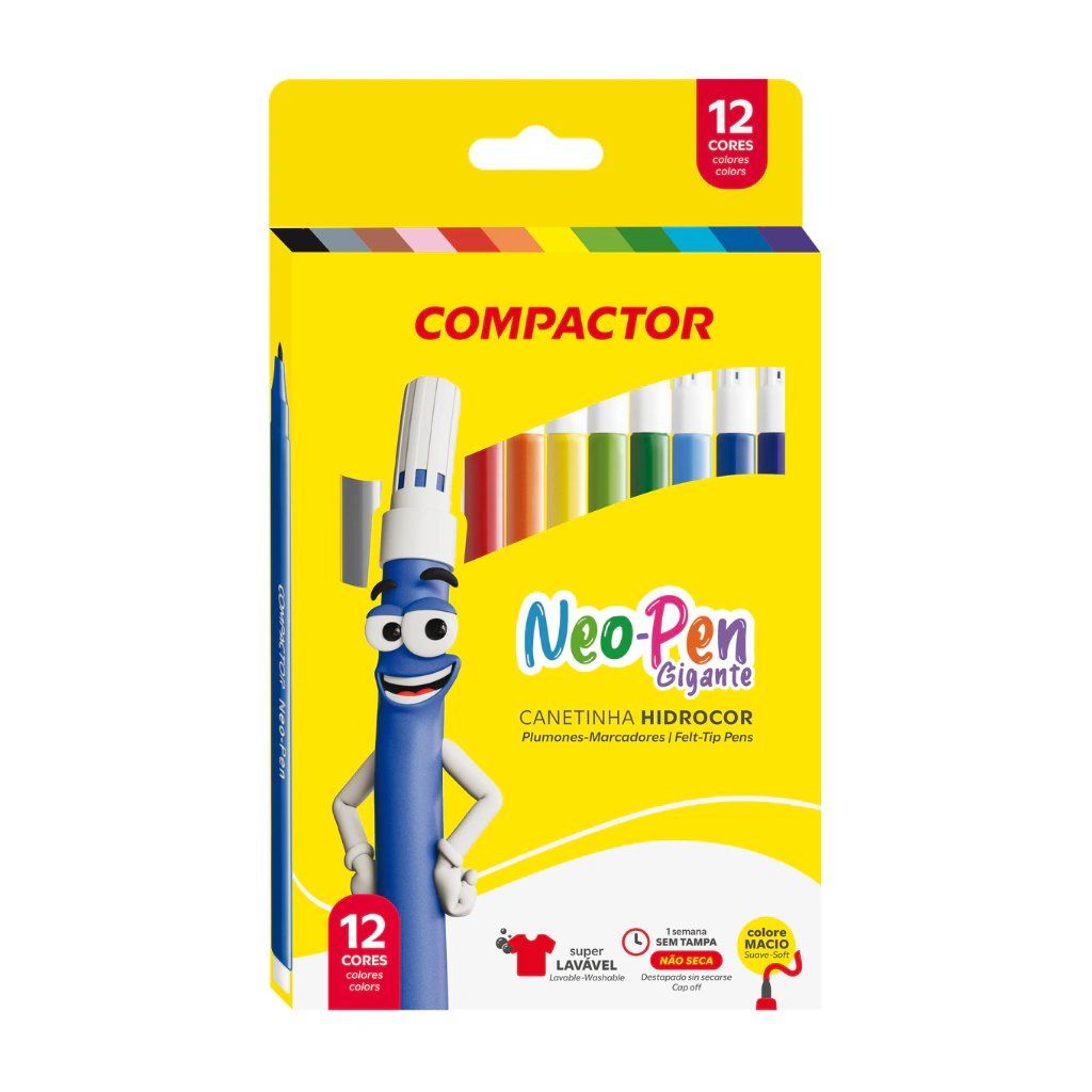Pincel Hidrografico Fino 12 Cores Ref.158...