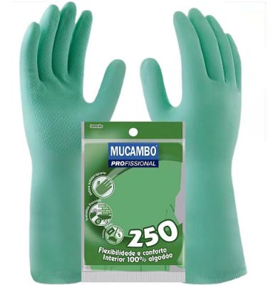 Luva Latex Forrada Media 250C Verde Mucambo 