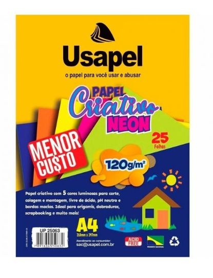 Papel Criativo Neon A4 120g 50Fls  Ref.25063