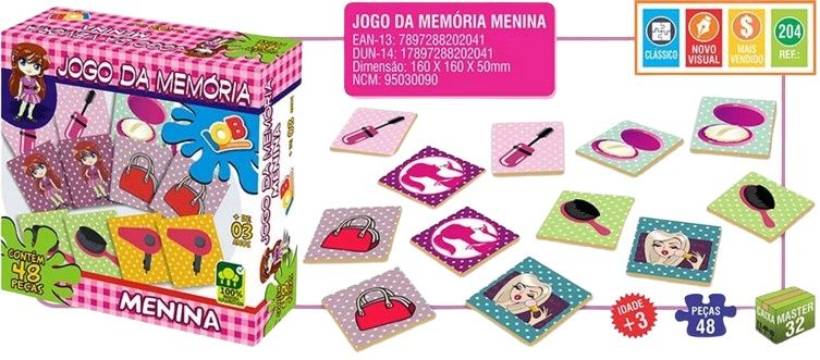 Jogo Da Memória Menina c/48 Peças Ref.204