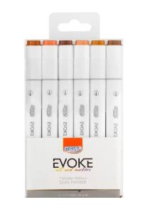 Marcador Dual Marker Evoke 6 Cores Pele R...