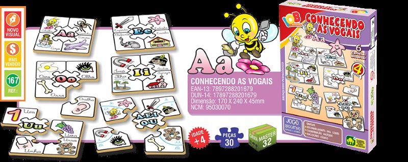 Jogo Educ. Conhecendo as Vogais c/6 Cart....