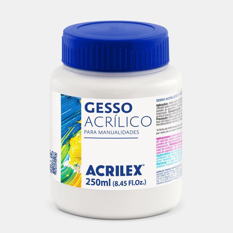 Gesso Acrílico p/Tela 250ml Ref.13325 Branco