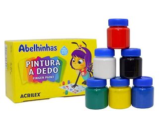 Tinta p/ Pintura a Dedo c/6 cores Ref.11315