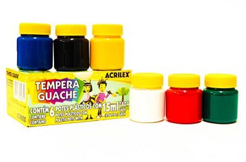 Tinta Tempera Guache 15ml 6 Cores Ref.02020