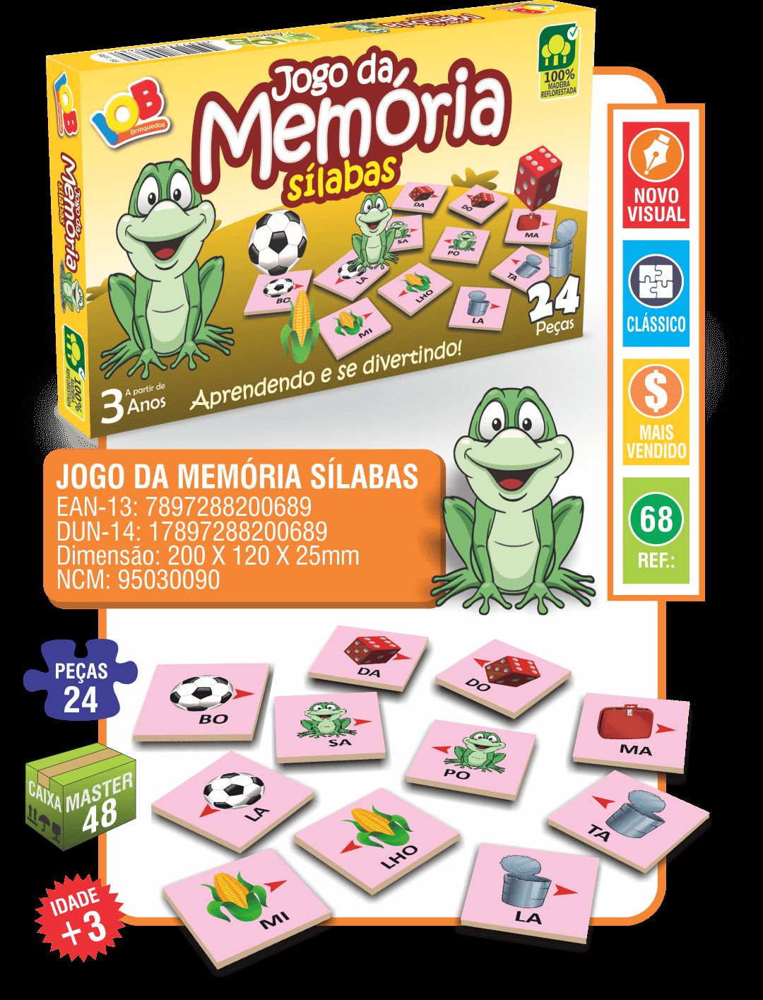 Jogo Da Memória Silabas c/24 Peças Ref.68