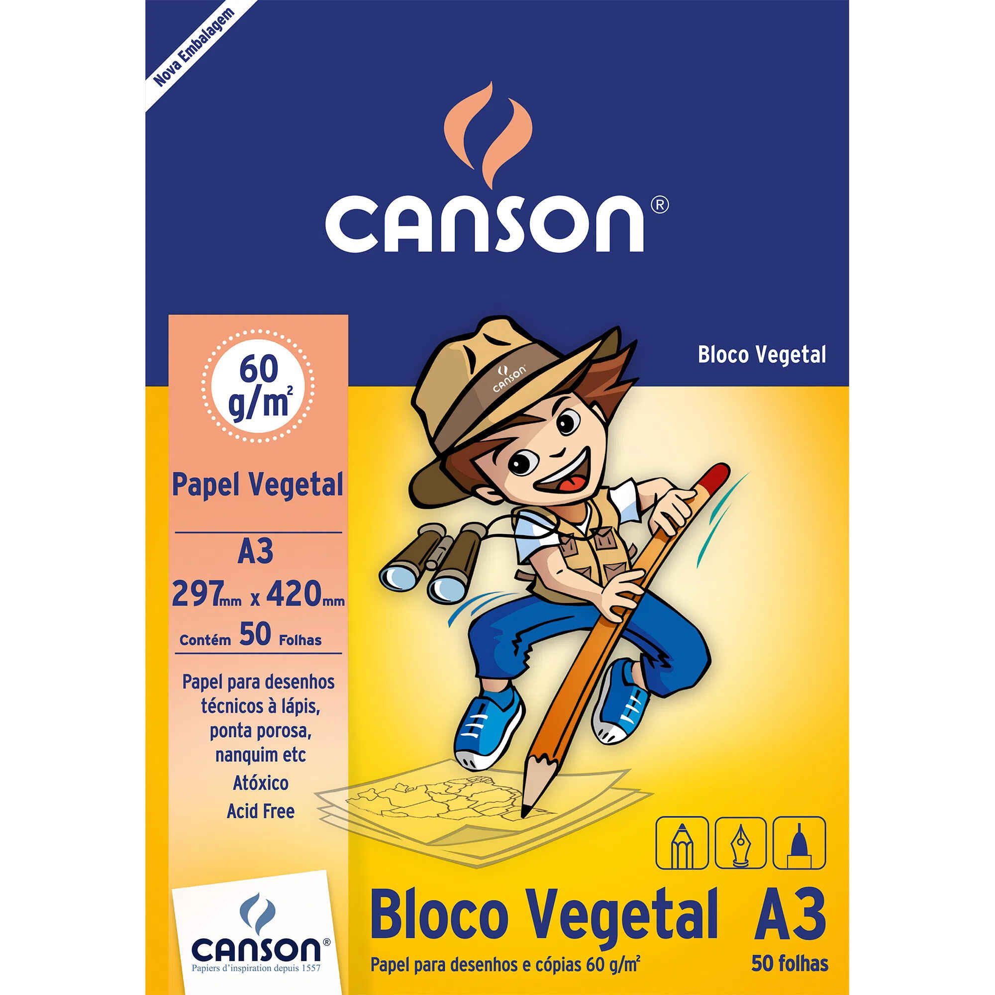 Bloco Vegetal Escolar A3 60g 50F Ref.6666...