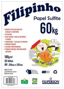 Papel Sulf. A4 180g 50Fl Filipinho 60K Br...