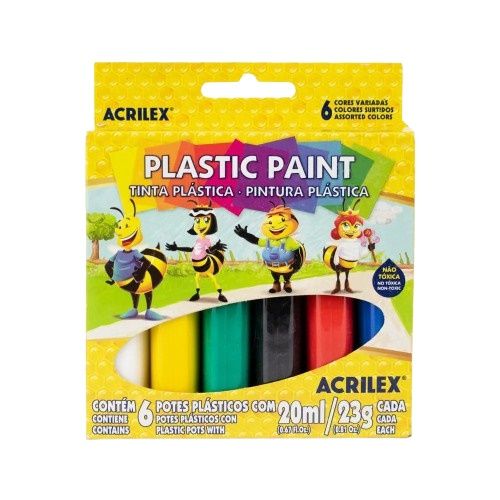 Tinta Plastica 20ml c/6 Cores Ref.03206