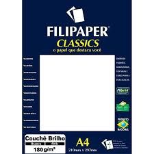 Papel Couche A4 180g 20Fls Ref.02251 Branco