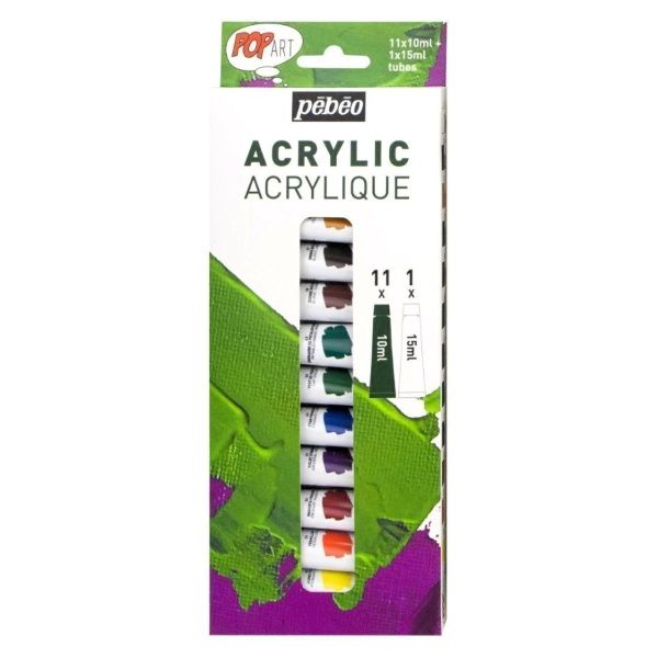 Tinta Acrilica Pebeo 11x10ml+1x15ml cor R...