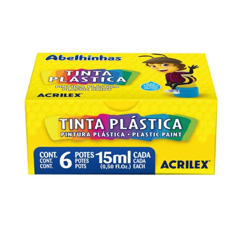 Tinta Plastica 15ml c/6 Cores Ref.03215