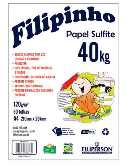 Papel Sulf. A4 120g 50Fl Filipinho 40K Br...