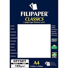 Papel Offset A4 180g 50Fls Ref.01400 Branco