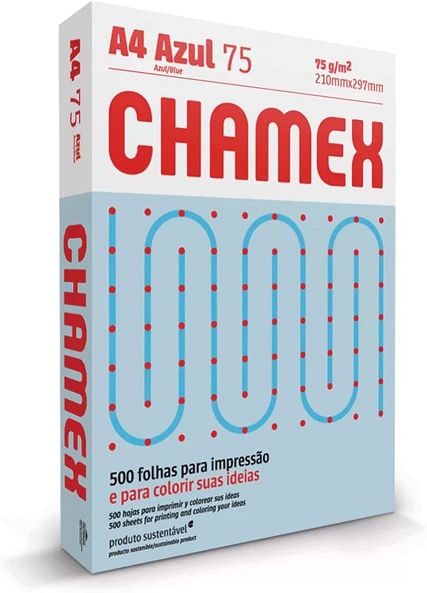 Papel Sulf. A4 75g/m² 500F Color Azul Chamex