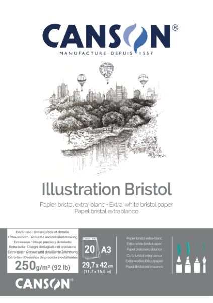 Bloco p/Des Ilustration Bristol A3 250g 20F 