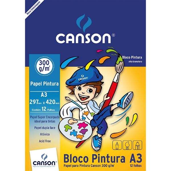 Bloco Pintura Escolar A3 300g 12F Ref.666...