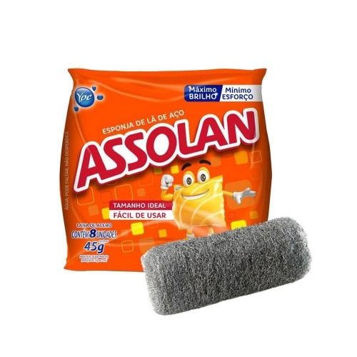 Esponja de Lã de Aço 45g c/8Un Assolan