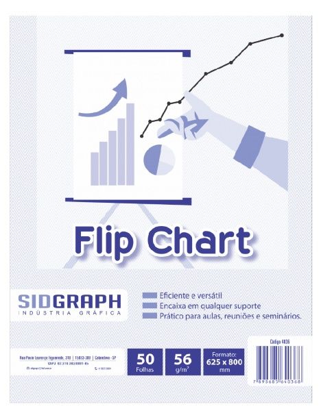 Papel p/Flip Chart 50Fls 625x800 Ref:4036