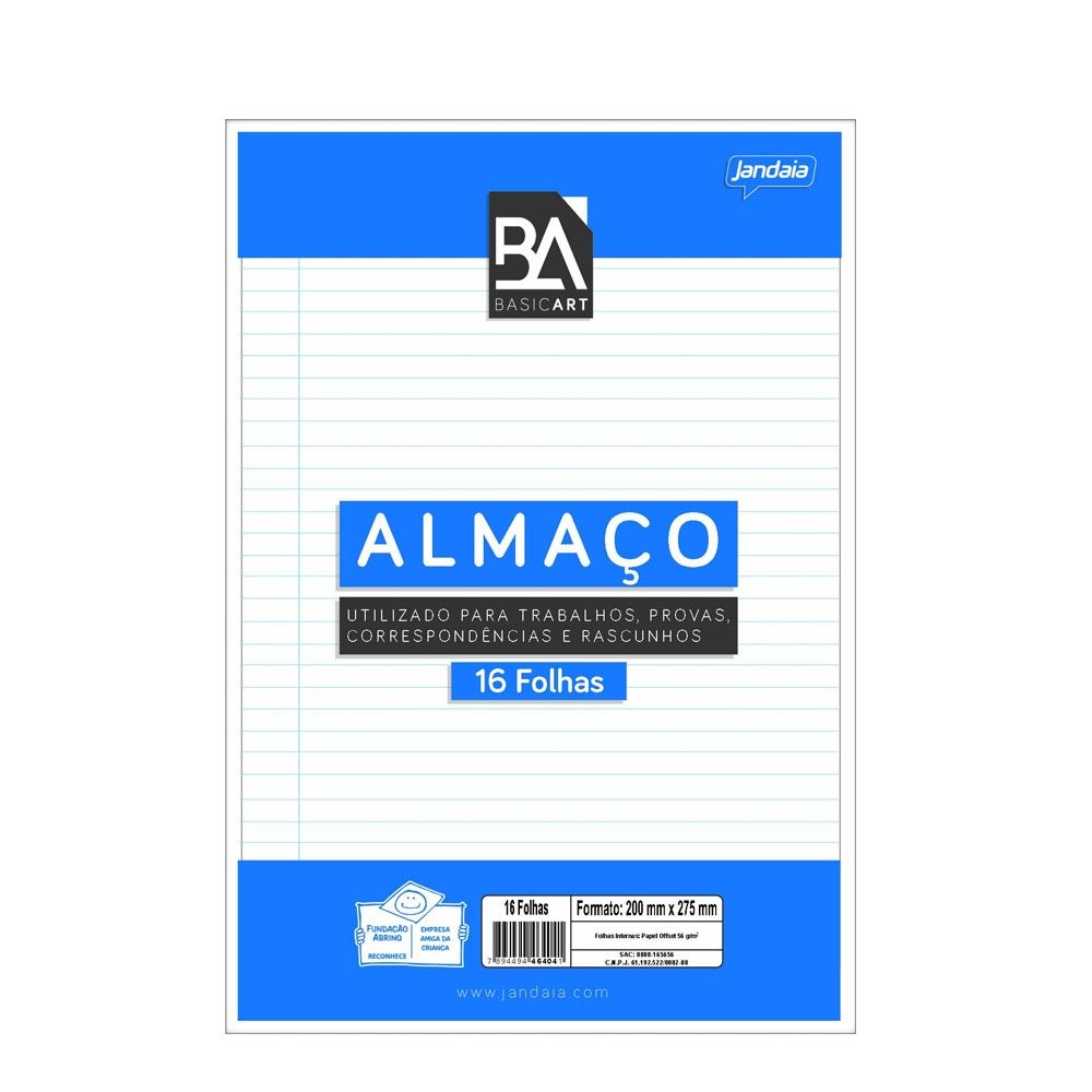 Papel Almaço Offset 56g Pautado c/16Fl Br...