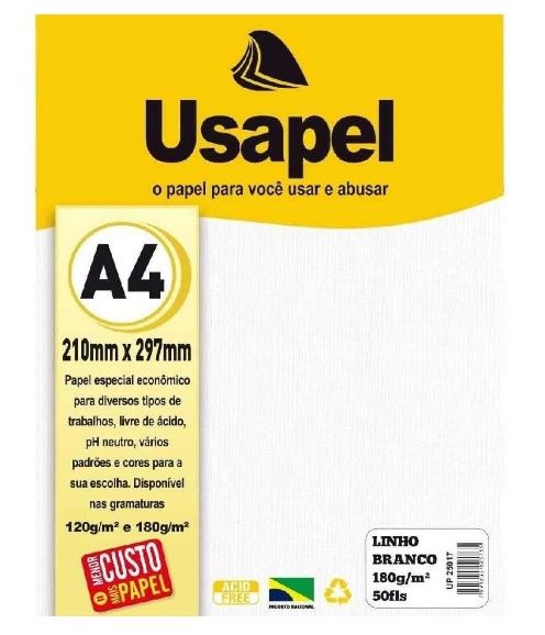 Papel Linho A4 180g 50Fls Ref.25017 Branco