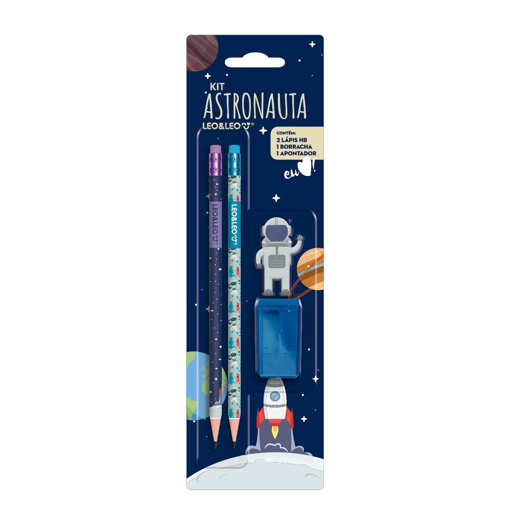 Kit Lapis Preto HB c/Borr+Ap.Astronauta R...