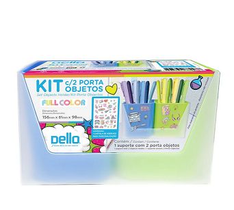 Kit C/2 Porta Obj. Duo Full Color Azul/Ve...